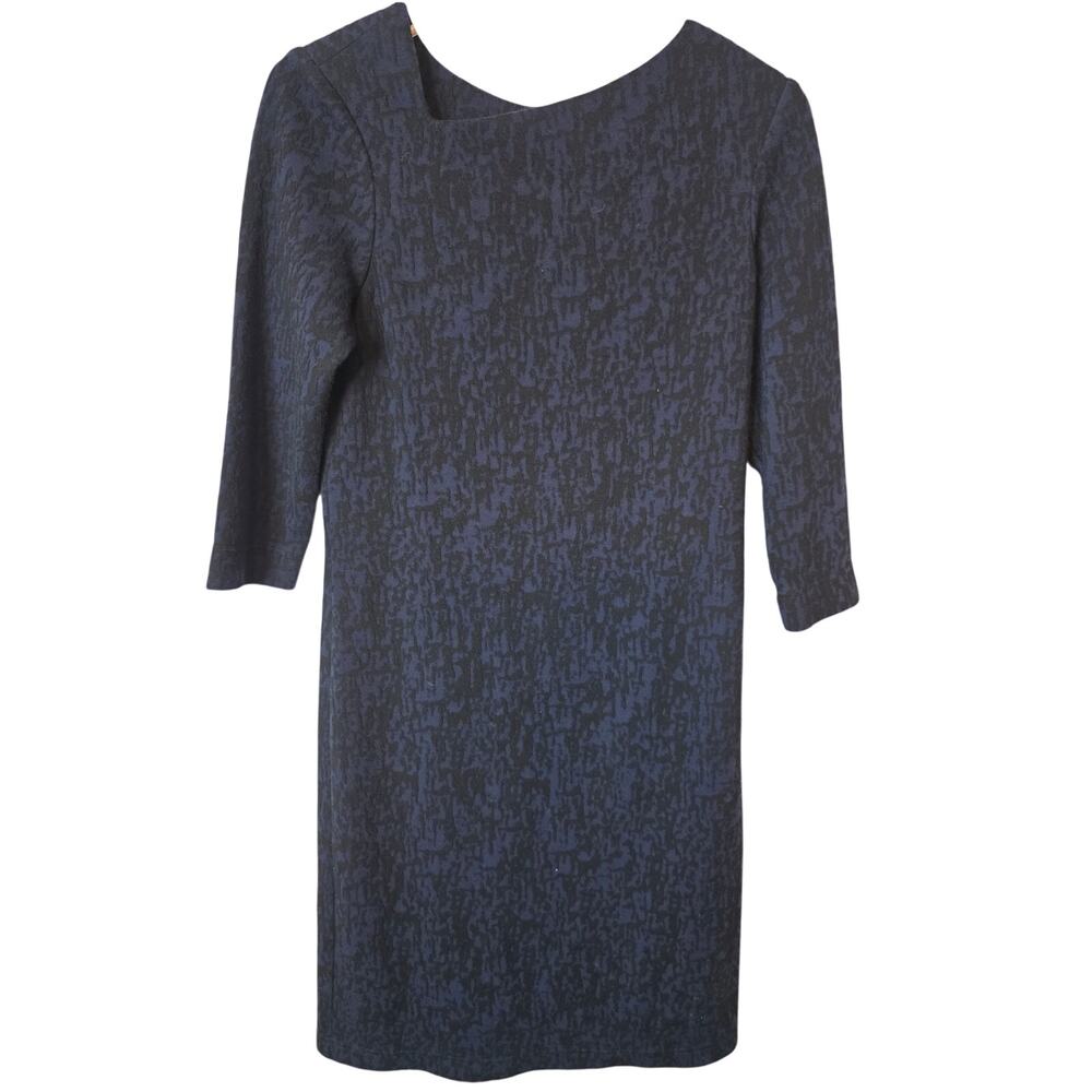 Ellen Tracy Black and Dark Blue Sheath Dress, Size 6